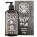 Beard Wash Shampoo w / Argan & Jojoba Oils - Softens & Strongs - Natural Peppermint ja Eucalyptus Scent - Beard Shampoo w / Beard Oil (17 oz Shampoo)