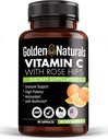 Golden Naturals C-vitamiin kõigi looduslike rooside HIPS-iga, 1000 mg, immuunsuse suurendamise toetus ja võimas antioksüdant, kõrge imendumine bioperiiniga, naha tervise parandamine, 90 kapslit