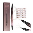2-in-1 kumerad kulmupliiatsid ja silmapliiatsid 10Pcs Brow Stencils, Microblading Eyebrow Pencil 4 Fork-Tip ja kõverdatud täpne näpunäide, veekindel ja pikk kestev kulmupliiatsid naistele, Soft Brown