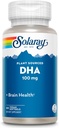 SOLARAY DHA täiendused 100 mg - D H A Omega 3 rasvhapet heaolu toetamiseks, sünnieelne DHA Omega 3 täiendus - taim, mis on pärit vetikaõlist - 60-päevane garantii, 60 serveerimist, 60 Vegan Softgels