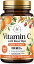C-vitamiini lisa 1000mg - ekstra tugevus koos Rose Hips Bioflavonoids - suhkruvaba C-vitamiini närimistabletid, Looduse Vit C immuunkaitse ja antioksüdantide kaitse - 120 närimistabletid