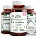 Natural Nutra GTF Chromium Polynicotinate ChromeMate, toetab keha ainevahetust, edendada keha tervist, südame-veresoonkonna tervist 200 mcg, 60 vegan tablette