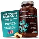 OmniBiotics Vegan Omega 3 DHA EPA täiendus - MD-sertifitseeritud sünnieelne täiendus 8X rohkem DHA kui krilliõli, kalavaba, mitte-GMO - 60 vegankapslit