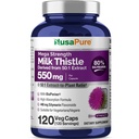 NusaPure Milk Thistle 50: 1 Ekstrakt , 550 mg , mis vastab 27 500 mg 120 Veggie Kapslid Mitte-GMO , Vegan Max Tugevus - Standarditud 80% Silymarin , Bioperine