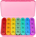 Nädala Pill Korraldaja, Suur Pill Box Case (7-Päev / 4-Times-A-Päev) Suurte Koostistega, Et Hoida Palju Kalaõli, Vitamiinid, Hommikul Kesköö Ravimi Dispenser (Pink)