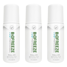 Biofreeze Professional Pain Relief Roll On põlvedele, kaelale, puusadele, liigestele ja õlale, Lihtne seljavalu Valu Reliever, valu lihaste leevendamine, Roll-On Menthol Gel 3 Fl Oz (3. pakk)