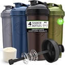 GOMOYO [4-Pack] 28-Ounce Shaker Bottle | Bulk Protein Shaker Pudel Action-Rod Wire Mixer | Shaker Cups komplektid on BPA vaba ja nõudepesumasin ohutu | Moss, Hall, Merevägi & Black
