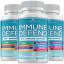 8 in 1 Immune Defense Support, Immunity Vitamins Supplement Booster koos Zinc 50mg, C-vitamiini Elderberry VIT D3 5000 IU, Kurkumiini ja Ingver, Echinacea - Allergia Relief Lastele Täiskasvanud