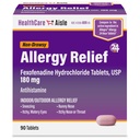 HealthCareAisle Allergia Relief - Feksofenadiinvesinikkloriidi tabletid USP, 180 mg, 90 tabletti, allergiaravimid, mitteuimas 24-tunnine kergendus
