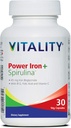 Vitality Power Raud + Spirulina | 45mg Raud | Vereeehitaja | Rauapuuduse tugi | Vegan | Kõik looduslikud toidulisandid | õrn kõhul | 30 kapslit