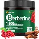 Mahe Berberine Supplement - 180 Count Berberine koos Ceylon Cinnamon & Citrus Bergamot,Cinnamon Supplements, Berberine 1500mg Complex, 3-kuuline tarne