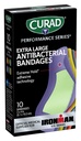 CURAD Performance Series IRONMAN Antibakteriaalsed Bandages, Extreme Hold Adhesive Technology, Extra Large Paindible Fabric Bandages for Cuts, Scrapes & Burns, Assorted Colors, 2 x 4 tolli, 10 Count