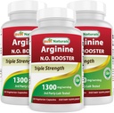 Parimad looduslikud L-arginiin NO kolmekordne tugevus 1300 mg 120 Veg kapslit (120 loendit (3 pakendit))