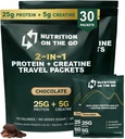 Toitumine Go Whey Protein Isolaatpakendid koos kreatiiniga - 25 g valku + 5 g kreatiini - ühe serveeritava reisivalgu pulber - šokolaad (30-pakk)