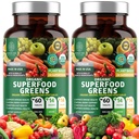 2-Pack N1N Premium Orgaaniline roheline supertoit, puuviljad ja köögiviljad [28 võimsad koostisosad] Looduslik lisand lutserniga, suhkrupeedi juur ja tart kirss energia, immuunsuse, seedimise, 120 Ct