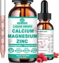 Kaltsium Magneesium Tsink D3 koos Calm Magneesium Glycinate Plus Ashwagandha, L-Theanine, Vedel Kaltsium Vitamiin D3 ja Magneesiumilisa immuunsüsteemi, luu, lihaste, meeleolu ja une tugi