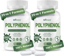 25-in-1 polüfenoolide täiendus, 2000MG võimsad antioksüdandid ja polüfenool vanuse kaitseks, polüfenool Superfood, kvertsetiin, resveratrool, taimepõhine ja energia, immuuntoetus, 120 kapslit