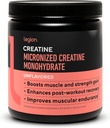 LEGION Micronized Creatine Monohydrate Supplement - Clean Creatine Powder for Muscle Gain & Post Workout Recovery - Micronized Creatine Supplement for Maximum Absorption (100 Servings, Unflavored)