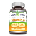 Amazing valemid Vitamiin A 10000 IU täiendus | retinüülpalmitaadina | 3000 Mcg | Softgels | Non-GMO | Gluteenivaba | Valmistatud USAs (1 Pack, 500 Count)
