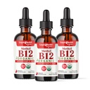 LIQUIDHEALTH USDA Orgaaniline Metüülvitamiin B12 Metüülkobalamiin Vedelad tilgad Tart Cherry mahlaga - Suurendage energiat, immuunsust, parandage mälu ja kontsentratsiooni - USA Made, Vegan, Non-GMO (3 Pack)