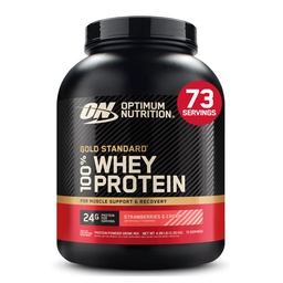 Optimum Nutrition Gold Standard 100% vadakuvalgu pulber, maasikad ja koor, 5 naela (pakendamine võib varieeruda)