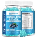 Biotin Gummies 15000mcg koos kollageeniga täiskasvanutele naistele ja meestele - juuksed, nahk ja küüned kummikud biotiiniga - kollageen naistele - vegan, mitte-GMO, juuste vitamiinid - 60 loend, 1 pakend