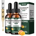 Magneesiumglütsinaat Vedelad tilgad Täiendus koos magneesiumglütsinaat 500mg Ashwagandha, L - Theanine, Kummel - Toetus Stress Relief, Luu, Lihased, Mood Mango Maitse 2Pack