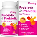 Vaginaalsed probiootikumid, 70 miljardit CFU probiootikumid naistele, 13-in-1 naised probiootikumid ja orgaanilised prebiootikumid vaginaalseks, kuseteede, pH tasakaalu, immuunsuse, soolestiku ja seedetrakti jaoks, tervisepuhitus - 2 kuud