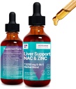 Liver Support & NAC, Zinc - 2 fl oz Liquid Drops with Milk Thistle, Dandelion Root, Chicory, Turmeric, Beet Root, Chanca Piedra - Liver Cleanse & Detox Supplement