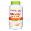 NutriBiotic – C-vitamiin + D3-vitamiin ja tsink, 250 kapslit | potentne, terviklik immuuntoetus | oluline ja antioksüdantne päevane toidulisand | Gluteeni ja GMO-vaba