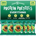 Crisp Power Protein Pretzels, Everything, High Protein Vegan Keto Snack, 28 G Taimne Valk, Low Carb Crunchy Pretzel Snacks, Sugar Free, No Seed Oils, 1.75 oz Bags, 24 Pack