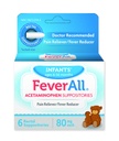 Feverall Infant Acetaminophen Suposiidid 6 Rektaalsed küünlad 80mg Iga valu leevendaja / palavik vähendaja Parabeen vaba, ei ole kunstlikke värve või muid säilitusaineid. Vanus 6–36 kuud