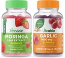 Elujõuline Moringa Leaf + küüslauk 1000mg, Gummies Bundle - suurepärane maitse, vitamiinilisand, Gluteenivaba, GMO-vaba, närimiskumm