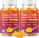 2 Pack Calcium Gummies 1000mg vitamiin D3 K2 & B kompleks, kaalium, kaltsium Magneesium Tsink Gummies luu, lihased, meeleolu ja immuunsus - Orange Flavor 120 Gummies