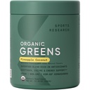 Sports Research® Organic Greens Superfood Powder w / Spirulina, Chlorella, Adaptogens, Ensüümid, Probiootikumid & 8 VIT Bs soolestiku ja meeleolu toetuseks * - Vegan, suhkruvaba ja madala kalorsusega ananassi Coconut 30 Servings