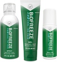 Biofreeze Pain Relief Roll-On 2,5 FL OZ, Gel 3 FL OZ ja Spray 3 FL OZ Variety Pack Topical Pain Reliever for Lihased ja liigesed alates artriit, seljavalu, tüved, sinikad, pritsmed (pakend võib varieeruda)