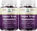 Extra Tugevus Raudkummid naistele ja meestele - Potent 45mg ühe serveeritava närimistable raualisandi naistele ja meestele, kellel on C-vitamiini kõrgem imendumine - Vegan Daily Gummy Täiskasvanud (60 Servings)