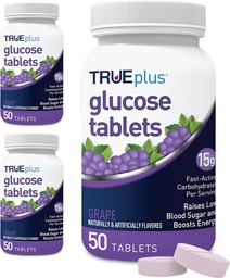 TRUEplus® Glükoosi tabletid, viinamarjamaitse - 50ct pudel - 3 Pack
