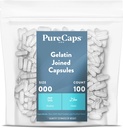 PureCaps USA - Tühja želatiin Pill Kapslid Suurus 000 | 100 Ühendatud Pillid | Selge | Mitte-GMO sertifitseeritud | SLS, Gluteen, säilitusainevaba