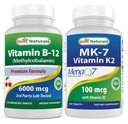 Parimad looduslikud vitamiinid B12 6000 mcg ja K2-vitamiin (MK7) D3-ga