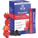 Blueshift Energy + Focus - Vähem magus super puhas taimepõhine energiajook täiskasvanutele, Guarana, roheline tee, Rhodiola, kofeiin, B-vitamiinid selguse ja fookuse jaoks, suhkrut pole - pulbripulgad (10 pakett)