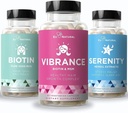 Eu Natural Beauty Bundle - Vibrance Bundle koos biotiiniga ja Serenity tervislikumaks juuste kasvuks, tugevamad küüned, hõõguv nahk