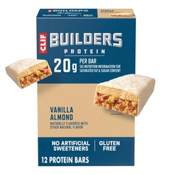 CLIF BUILDERS Protein Bars - Vanilla Almond Flavor - 20g Taimne Valk - Gluteenivaba - Mitte-GMO - Madal Glükeemiline - Kunstlike magusainete puudumine - 2,4 oz. (12 Pack)