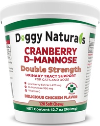 Cranberry D-Mannose koertele ja kassidele Kuseteede infektsioonide toetamine ennetab ja kõrvaldab UTI, kusepõie infektsiooni Neerude toetamine 11, 4 oz (kahekordne tugevus pehme närimine, 120 pehme närimine)
