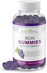 Raudkummid C-vitamiiniga - näritav raualisand täiskasvanutele ja lastele, rauapuuduse aneemia, punaste vereliblede toetus, energia, immuunfunktsioon, aju tervis, Max imendumine, 60 vegankummiat