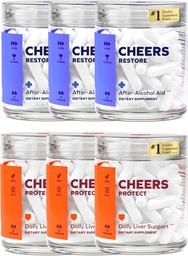 Cheers Maks Combo | Restore + Protect | Toetage oma maksa ja tunnete end pärast joomist paremini | DHM, L-tsüsteiin, piimaohakas, viigiline pirn, B-vitamiinid | 36 annust taastada, 90 annust Kaitse | Toidulisandid