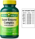 Spring Valley Super Enzyme Complex Dietary Supplement for Digestive Support, 60 kapslit + Daily Supplement Tracker Sticker