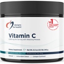 Disainid tervise puhverdatud C-vitamiini pulber 2000mg - pulbriline C-vitamiin (askorbiinhape) suurte annuste jaoks leelistavate mineraalidega, et olla õrnad kõhul - mitte-GMO joogisegu (80 serveerimist / 240 g)