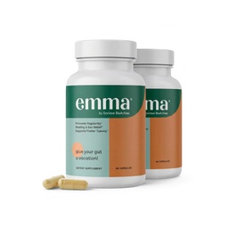 Emma Gut Health - 2 Pack - Gas and Bloating Relief, Kõhukinnisus, Lekkeline soolestiku parandamine - Soole puhastamine ja taastamine Seedimine - Reguleerida soolestiku liikumist. Probiootikumid ja lahtistav alternatiiv, 120 kapslit