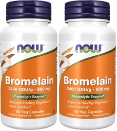 NOW toidulisandid, bromelain (looduslik proteolüütiline ensüüm) 2400 GDU / g - 500 mg, looduslik proteolüütiline ensüüm *, 60 Veg kapslit (pakk 2)